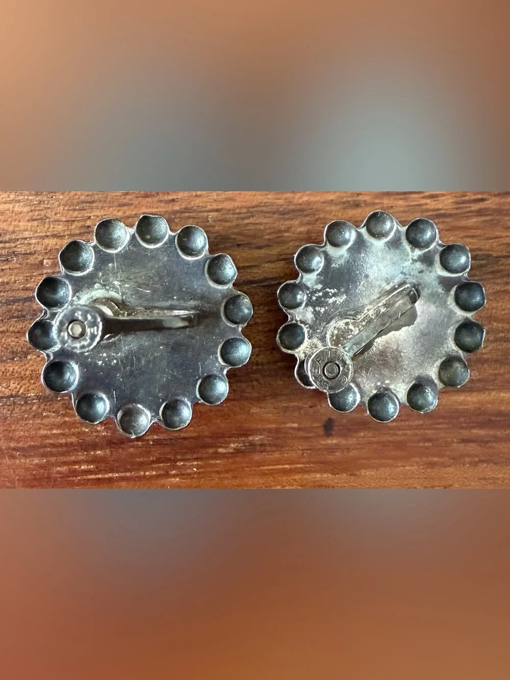 Vintage Sterling Sunburst Dome Screw On Earrings 9g